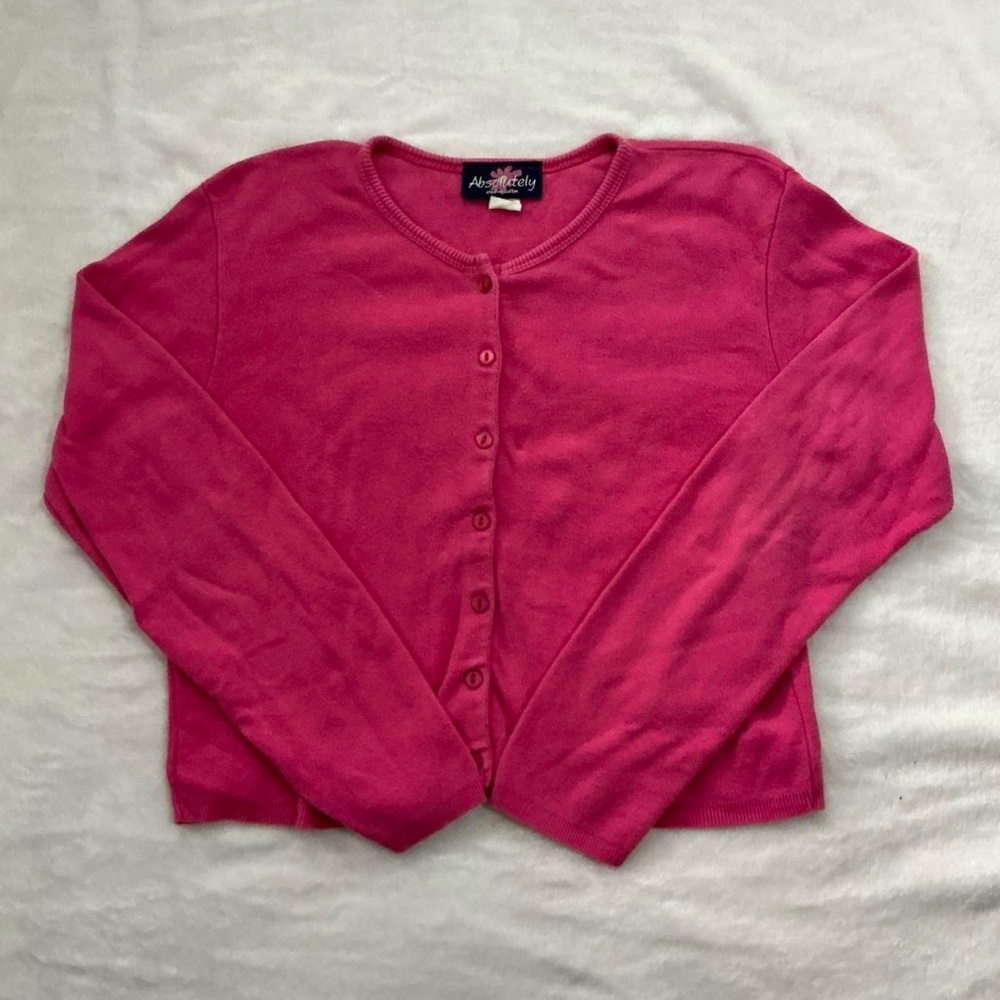 Absolutely Pink Button Up Cardigan Sweater Size Medium Y2K Coquette‎